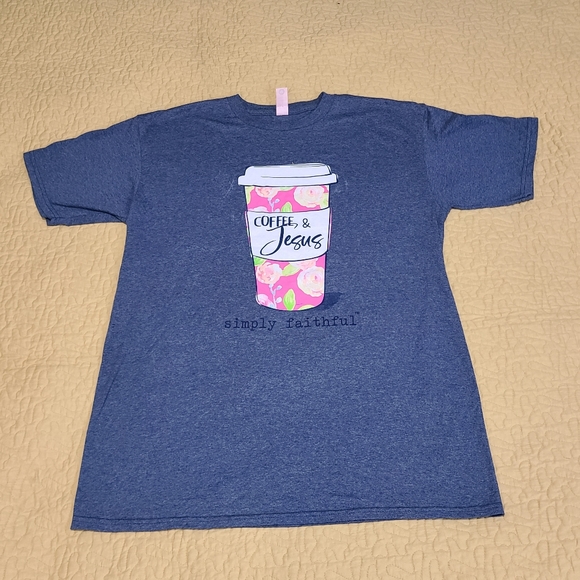 Simply Faithful Coffee and Jesus T shirt size M - Picture 2 of 5